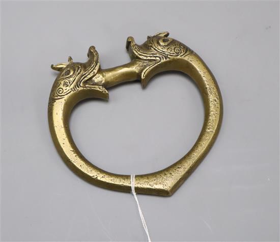 A Persian bronze handle/knocker